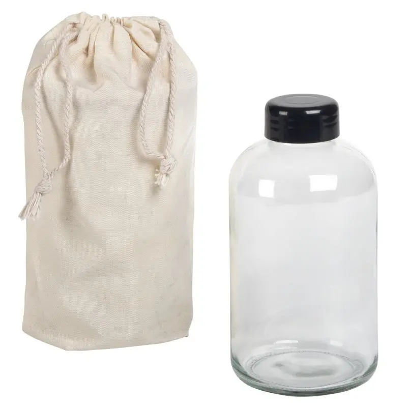 DRINK HEALTHY Glas-Wasserflasche, 500 ml, schwarz - Elegant & Transparent