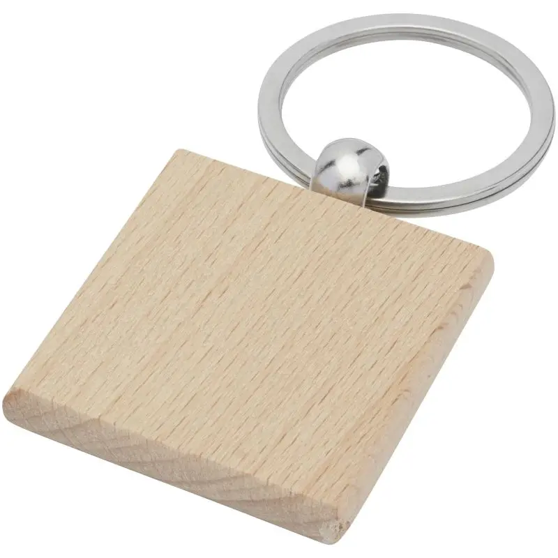 Gioia Quadratischer Buchenholz-Schlüsselanhänger, Natur, Elegant & Praktisch