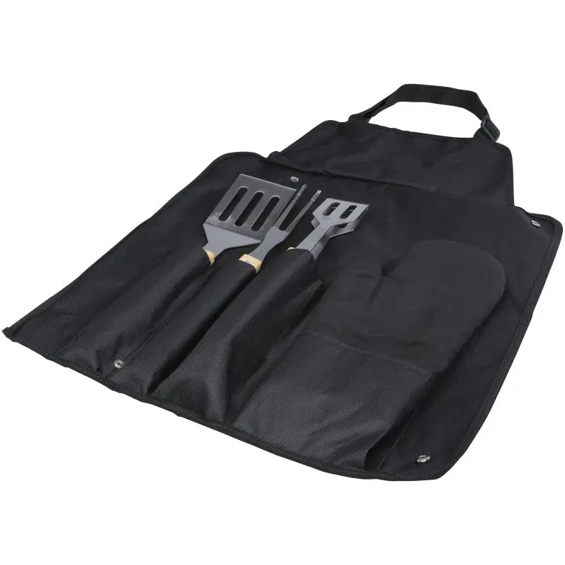 Gril 5-teiliges Grillset mit Handschuh – Elegantes BBQ-Zubehör in Schwarz