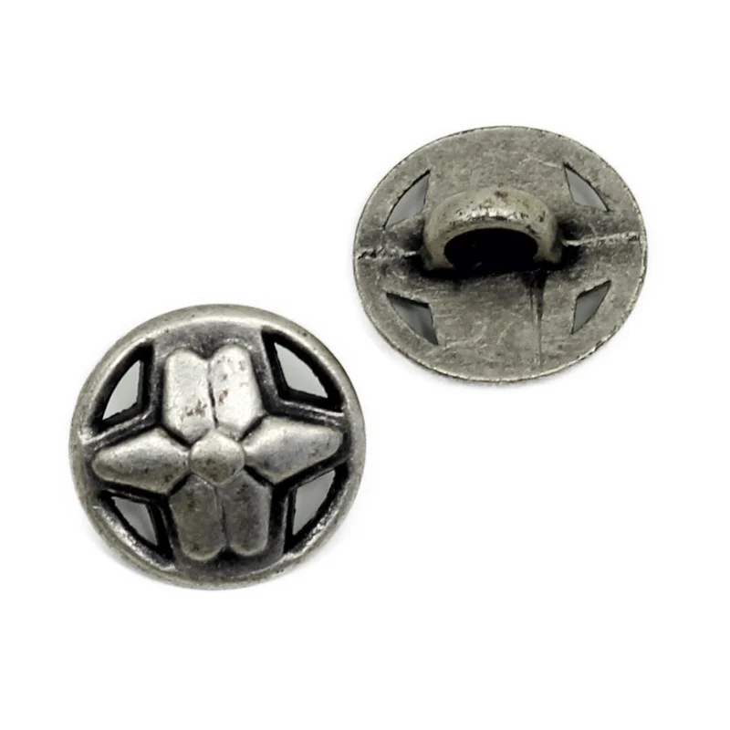 Trachtenknopf Enzianmotiv Altsilber – Ösenknopf – TK-34