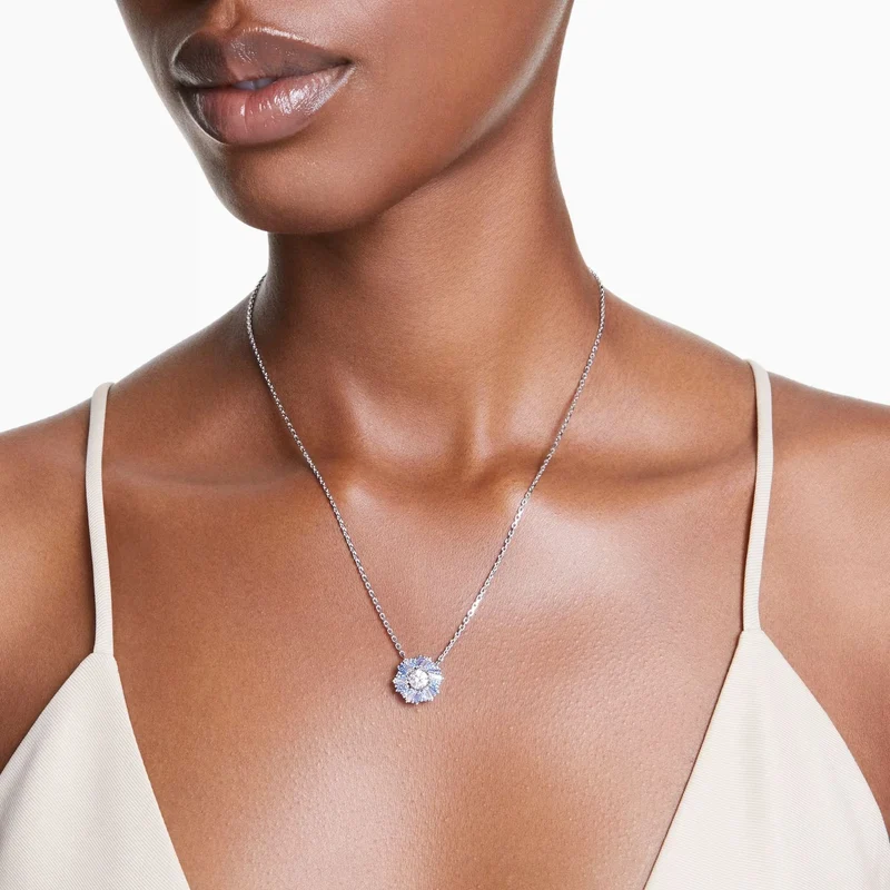 Swarovski Halskette Damen Idyllia Blume blau rhodiniert 5680013