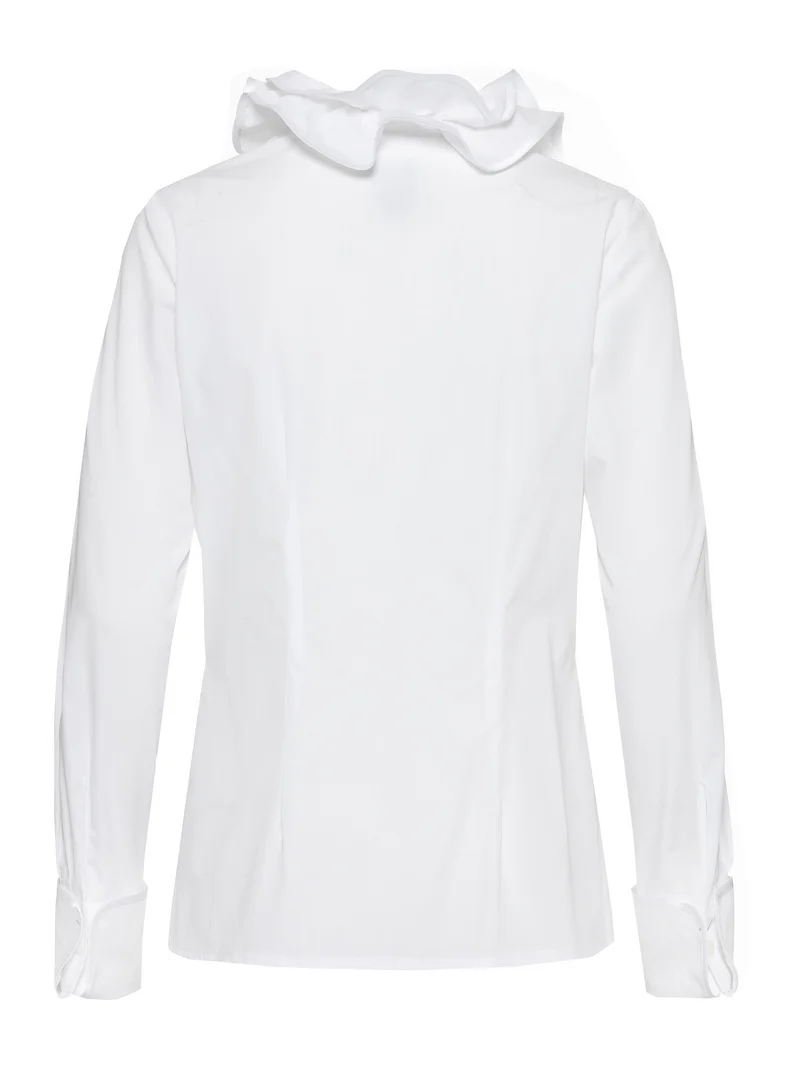 Rüschenbluse mit Satin-Finish und Schlingenverschl