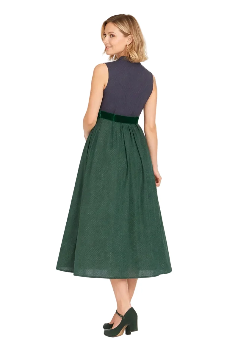 Elegantes Umstandsdirndl mit Stehkragen & Gürtel