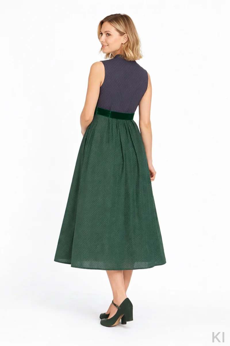 Elegantes Umstandsdirndl mit Stehkragen & Gürtel