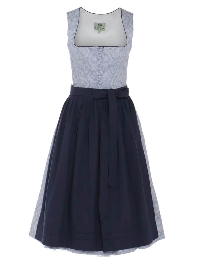 Dirndl aus Baumwolldruck mit uni Schürze