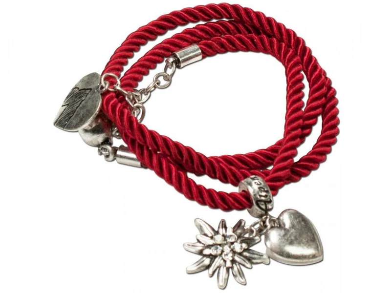 Wickelarmband Edelweiß rot