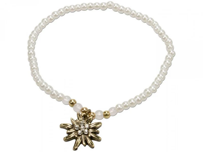 Trachten Perlenarmband Edelweiß cremeweiß