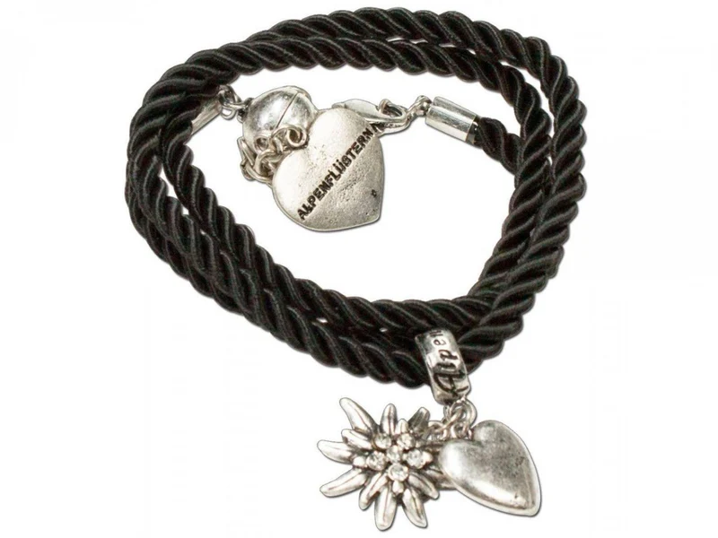 Wickelarmband Edelweiß schwarz
