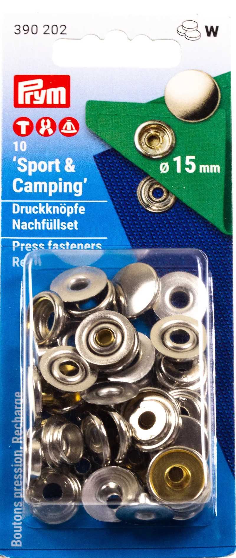 Druckknopf Nachfüllset Sport und Camping Silber 15 mm – Messingknopf NKW-5