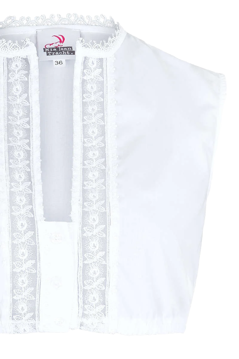 Hochgeschlossene Dirndlbluse ohne Ärmel weiss
