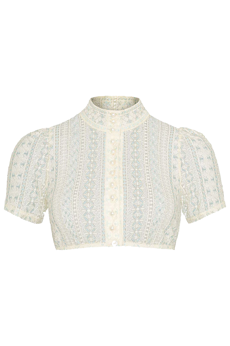 Hochgeschlossene Dirndlbluse mit Spitze