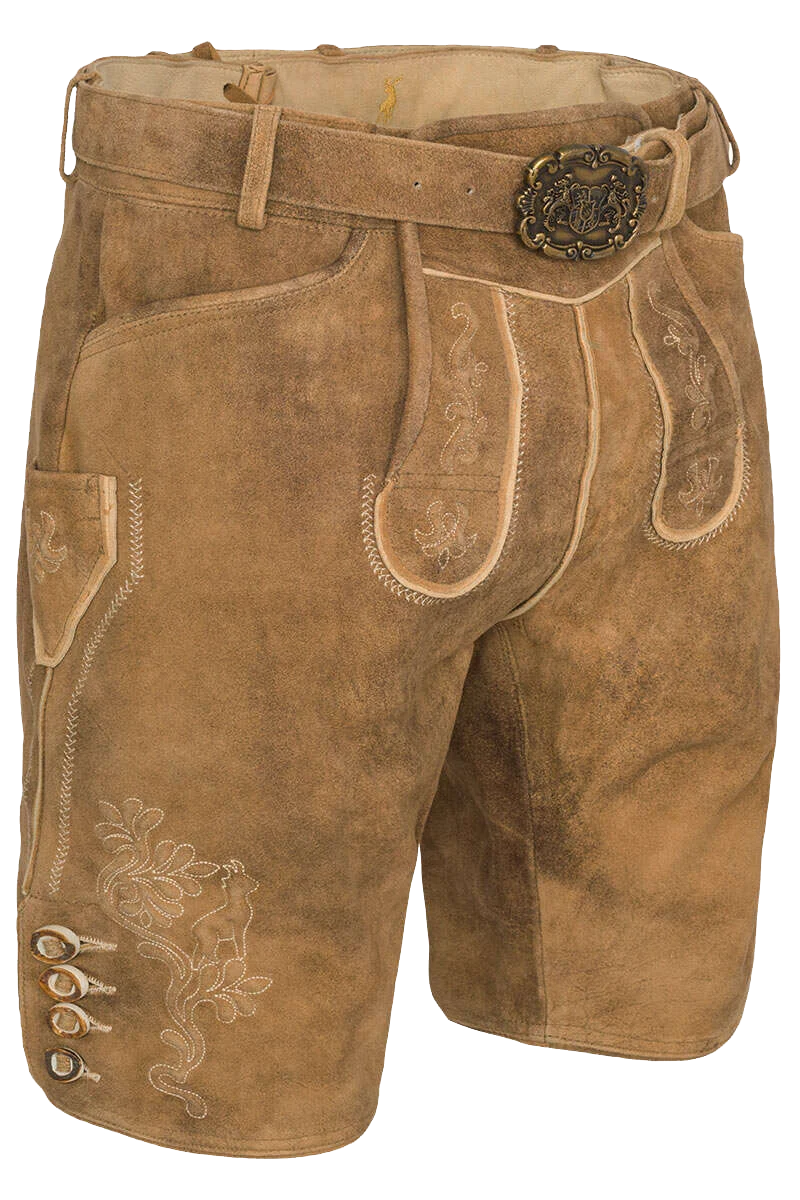 Herren Lederhose mit Gürtel kurz