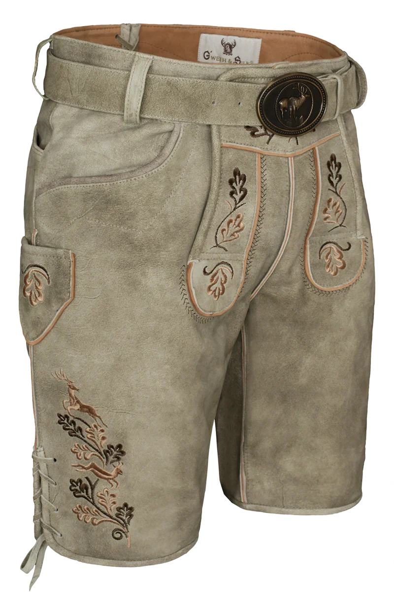 Herren Lederhose kurz mit Gürtel