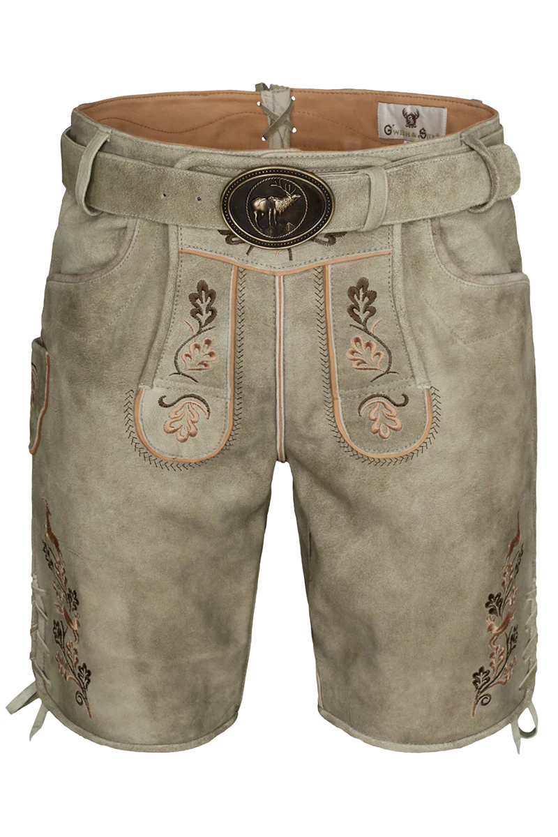 Herren Lederhose kurz mit Gürtel