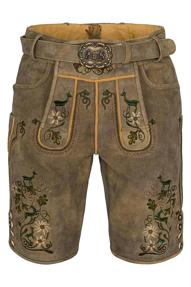 Herren Lederhose kurz mit Gürtel