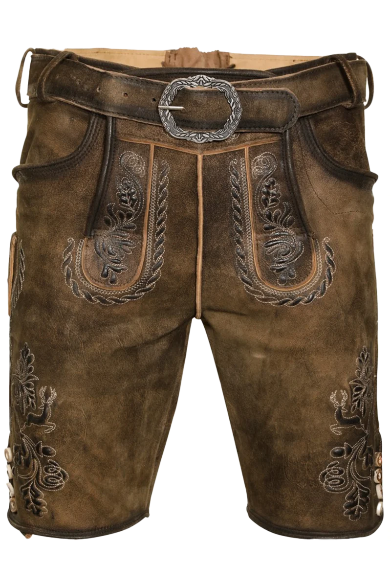 Herren Lederhose kurz bestickt