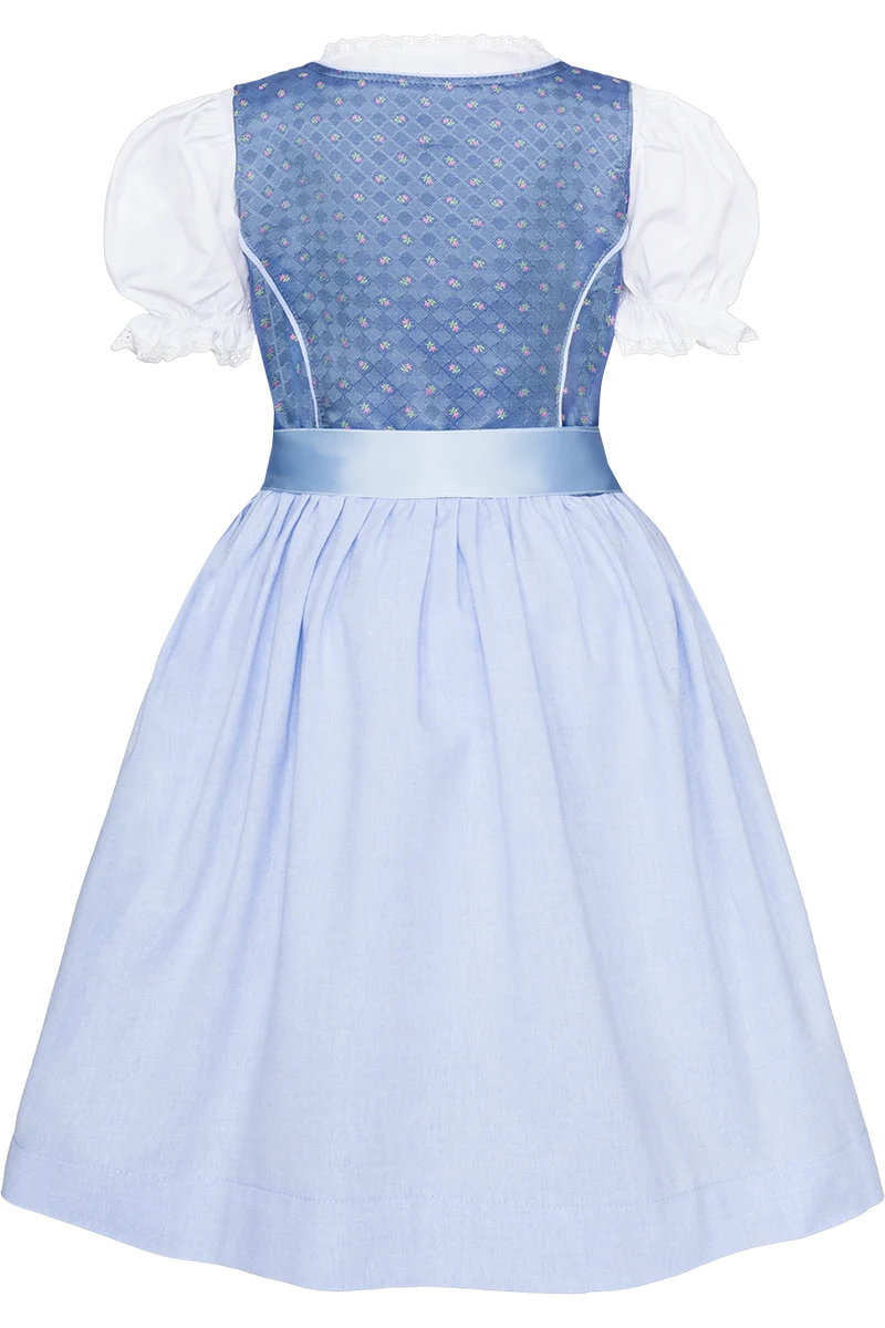 Kinderdirndl mit Blumenmuster und Puffärmel-Bluse - blau