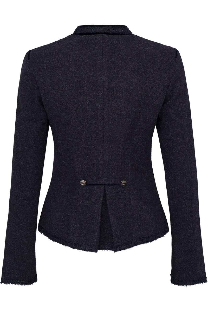 Damen Stretch-Trachtenblazer mit Samtdetails - dunkelblau