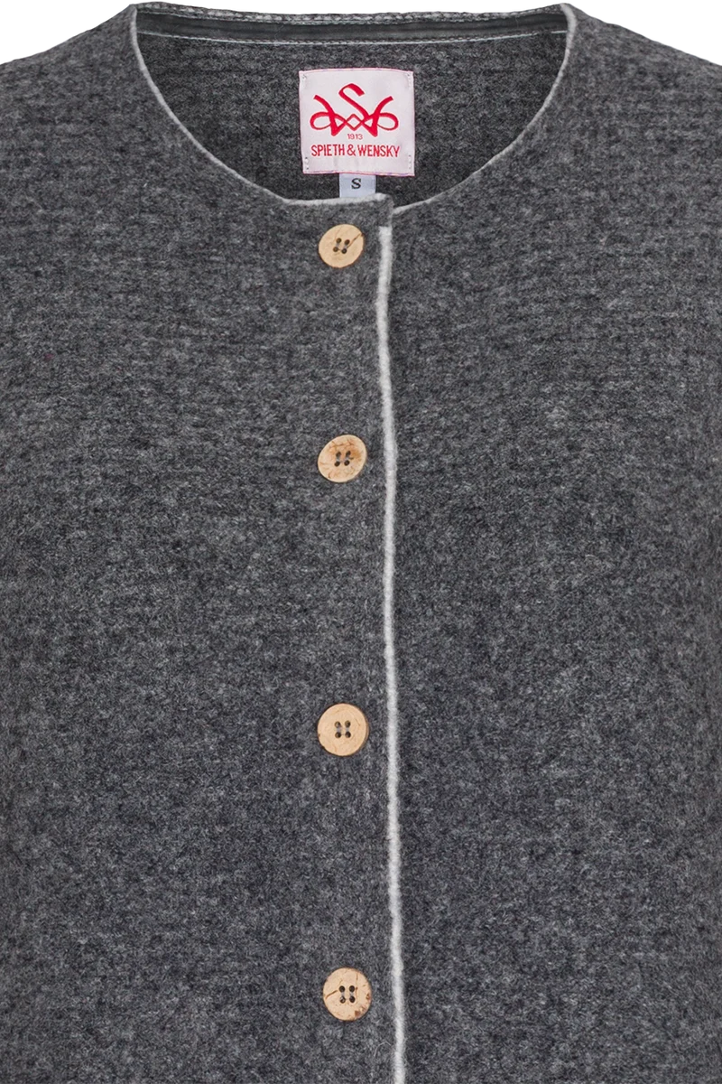 Damen Strickjacke in Walkoptik mit Wollanteil - grau