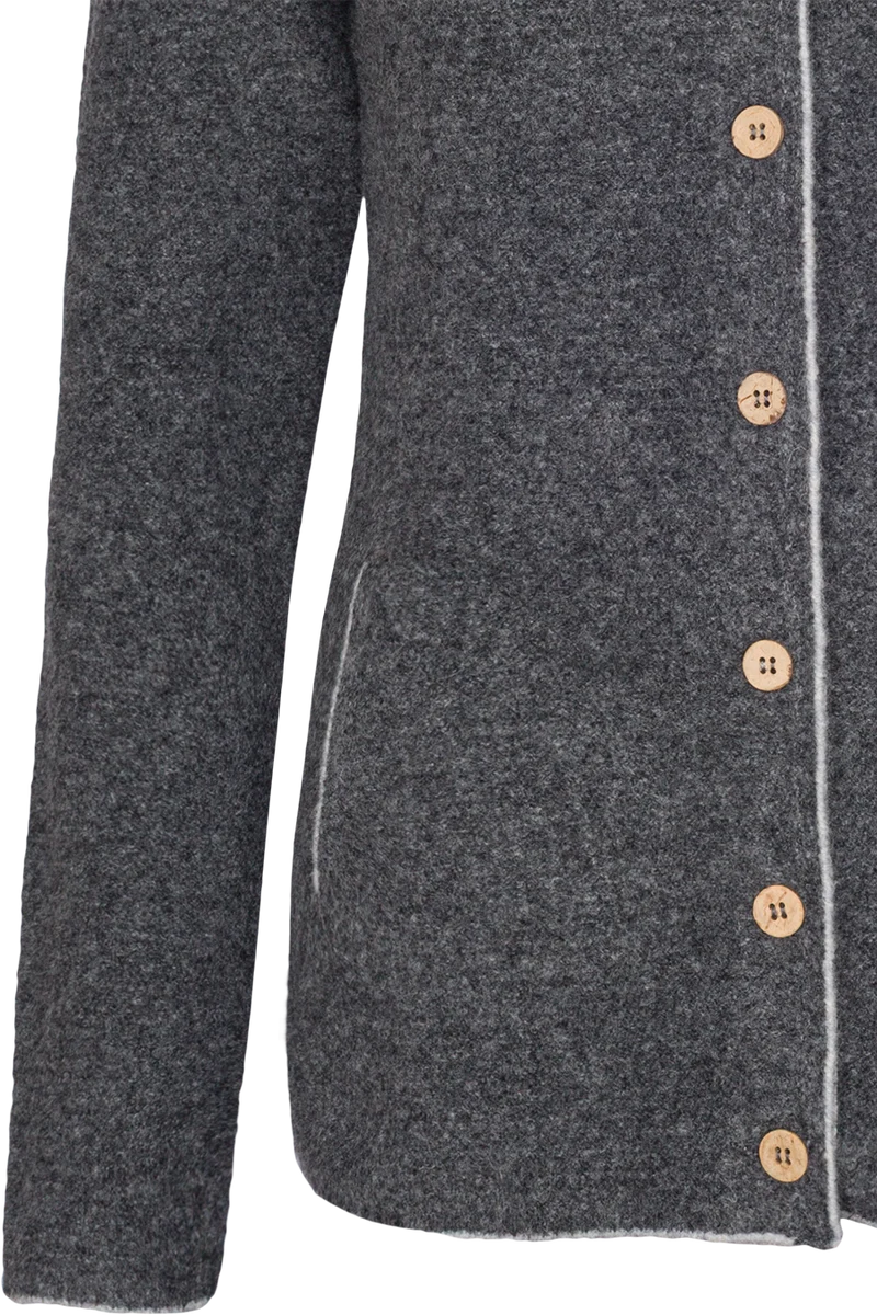 Damen Strickjacke in Walkoptik mit Wollanteil - grau
