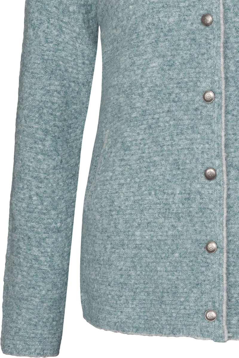 Damen Strickjacke in Walkoptik mit Kapuze - türkis