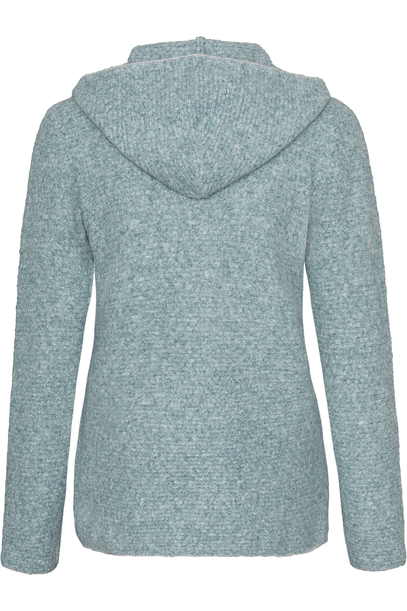 Damen Strickjacke in Walkoptik mit Kapuze - türkis