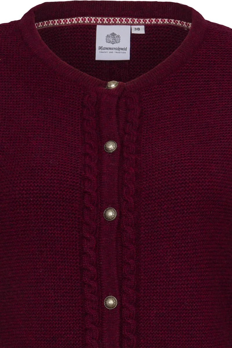 Damen Trachten Strickjacke mit Wolle - bordeaux