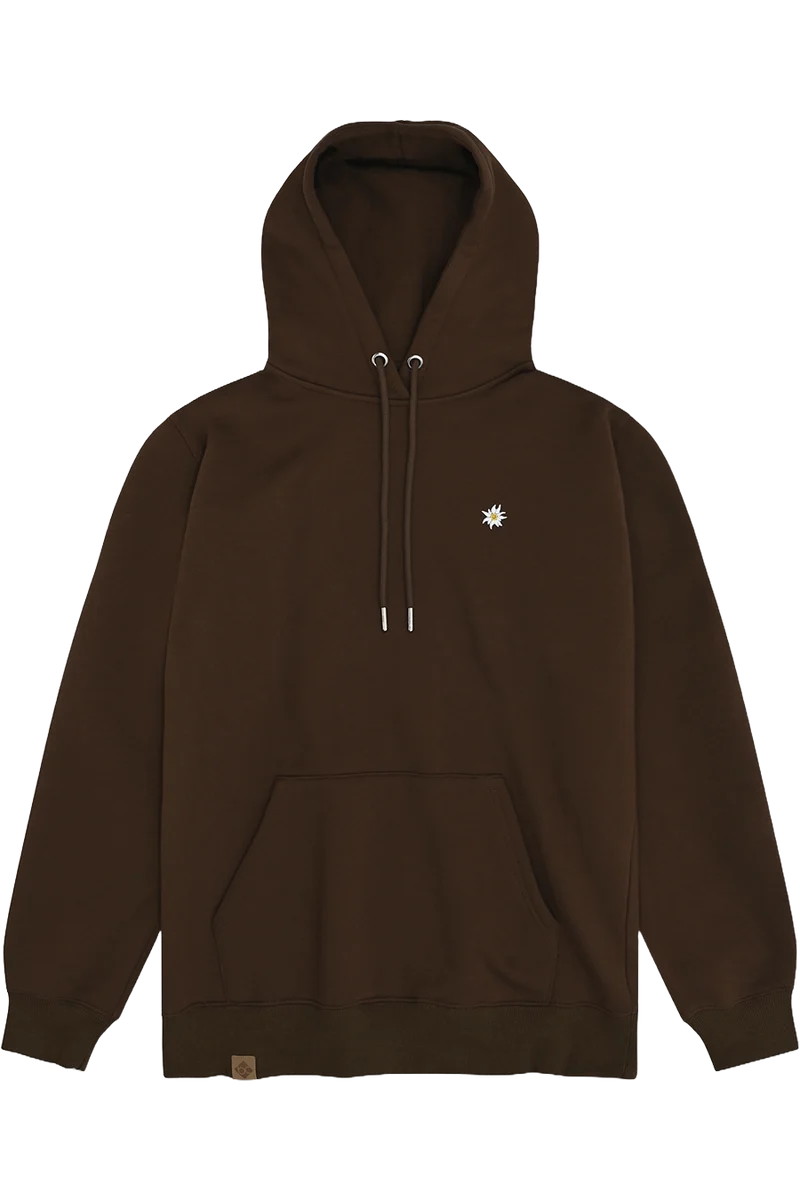Herren Hoodie mit Edelweiß-Stickerei - dunkelbraun