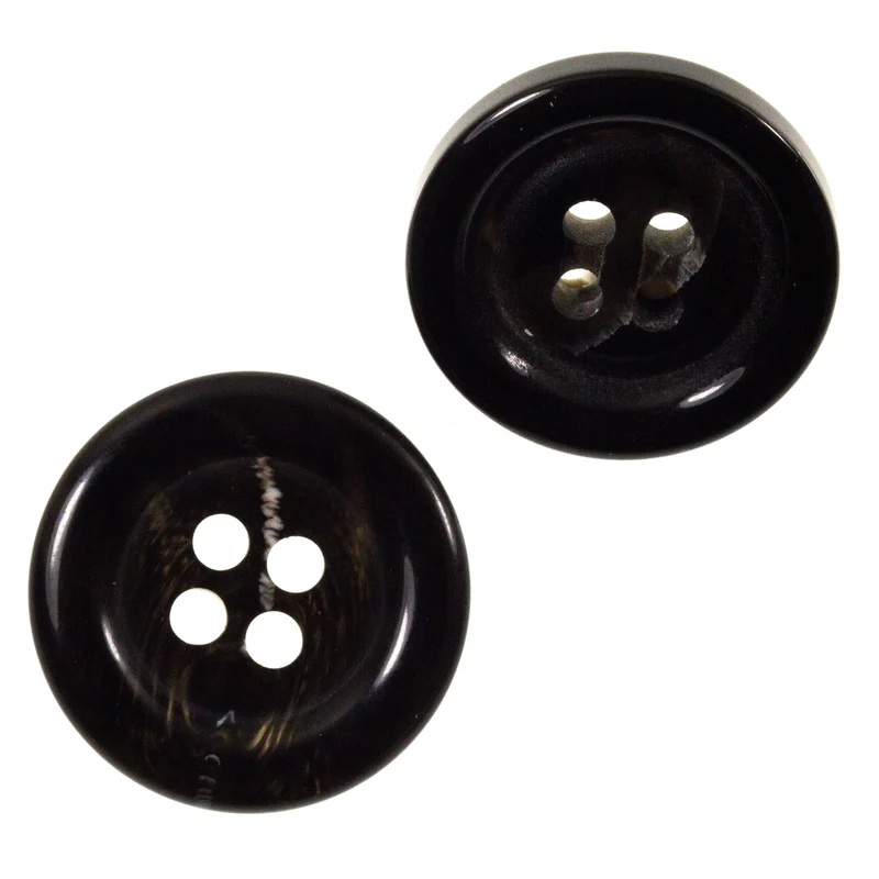 Hornimitatknopf Anthrazit 4-Loch-Knopf – Blazer- und Sakkoknopf HI-54