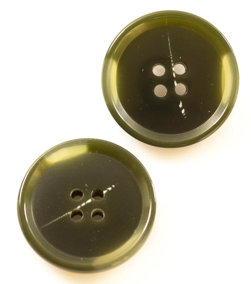 Hornimitatknopf Oliv 4-Loch-Knopf – Blazer- und Sakkoknopf HI-50