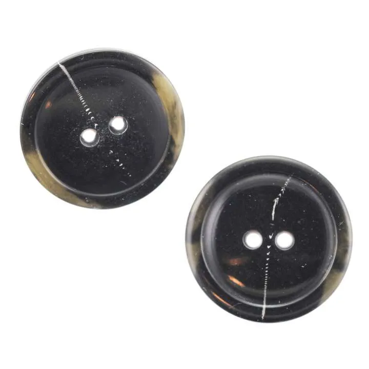 Hornimitatknopf Schwarz 2-Loch-Knopf – Mantel- und Jackenknopf HI-38