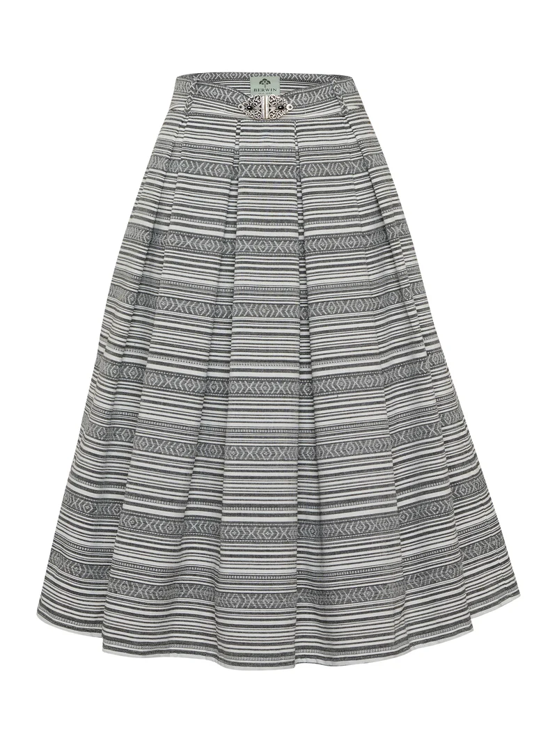 Quergestreifter Jacquard-Rock mit Kellerfalten