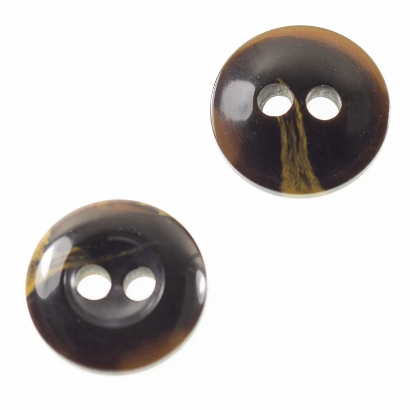 Hornimitatknopf Schwarz-Topaz-Topaz 2-Loch-Knopf – Mantel- und Jackenknopf HI-45