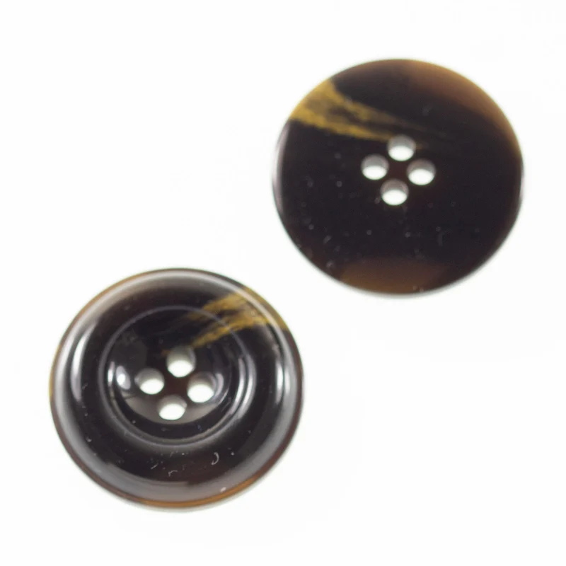 Hornimitatknopf Schwarz-Topaz-Topaz 4-Loch-Knopf – Blazer- und Sakkoknopf HI-43