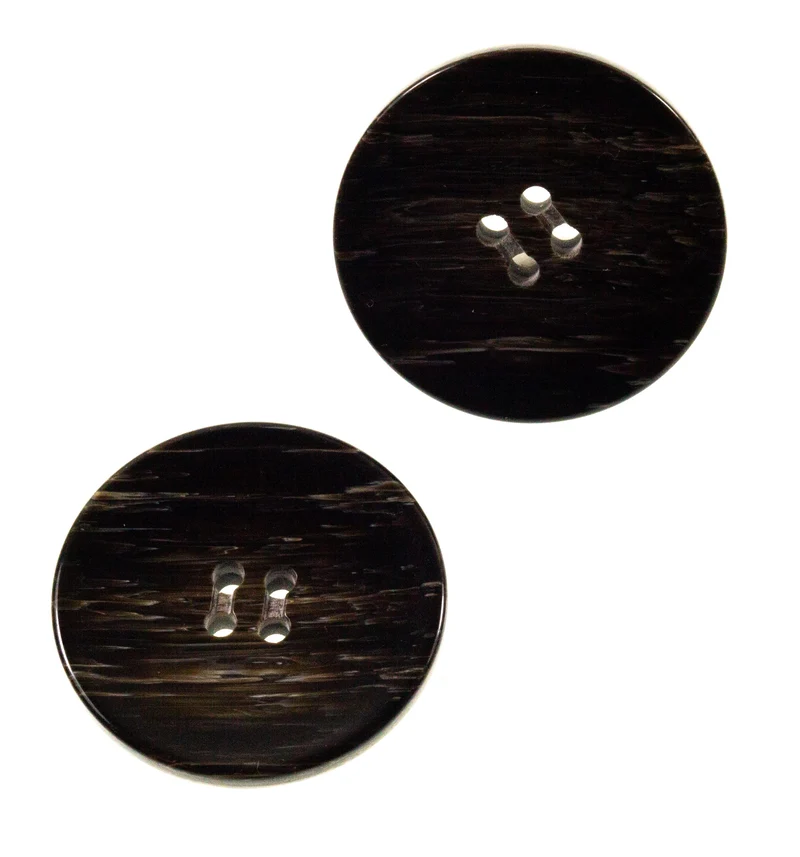 Hornimitatknopf Schwarz-Braun 4-Loch-Knopf – Mantel- und Jackenknopf HI-61