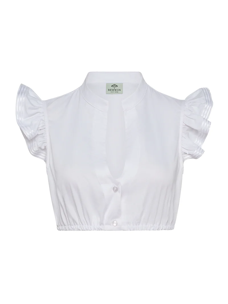Dirndlbluse mit Stehkragen und Streifenband