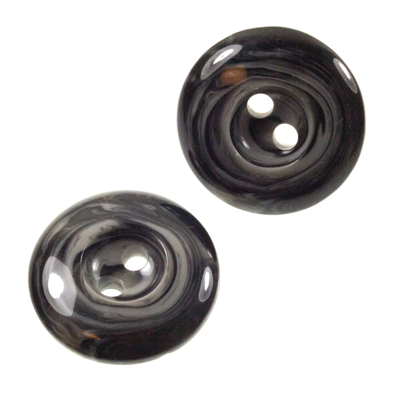 Hornimitatknopf Grau-Schwarz 2-Loch-Knopf – Mantel- und Jackenknopf HI-60