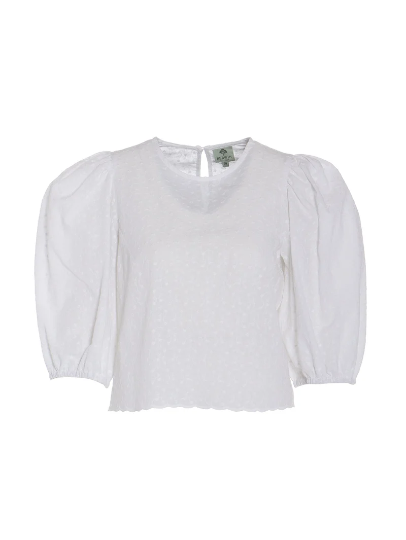 Bestickte Crop-Bluse mit weitem Arm