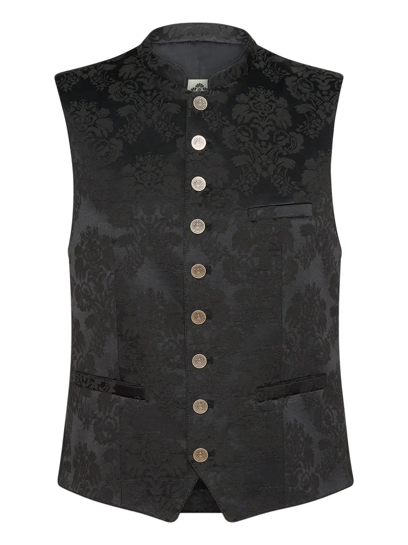 Herrenweste mit Stehkragen aus Stretch-Jacquard