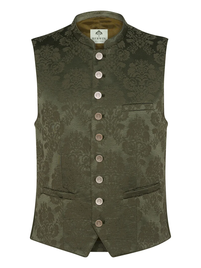 Herrenweste mit Stehkragen aus Stretch-Jacquard