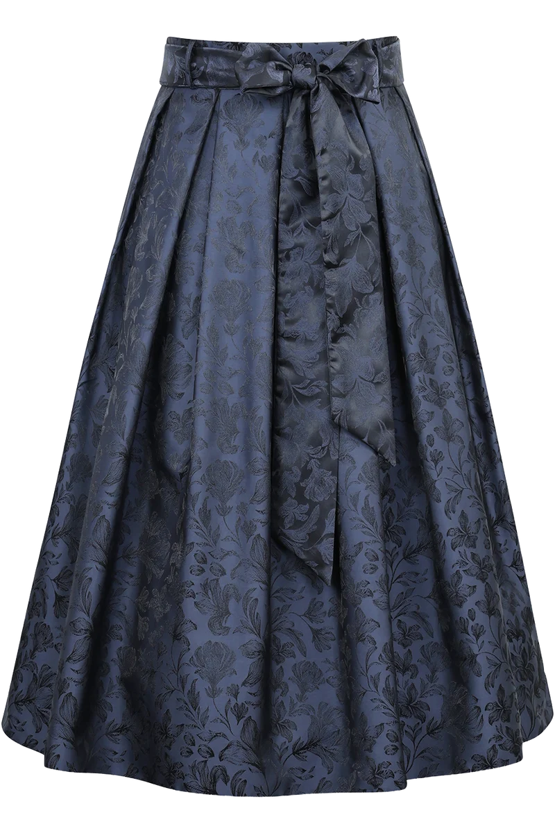 Trachtenrock in Midilänge mit floralem Muster - midnight