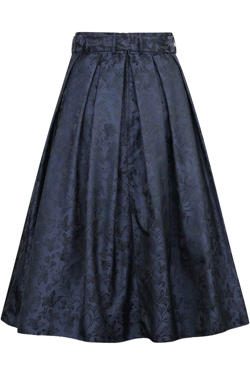 Trachtenrock in Midilänge mit floralem Muster - midnight