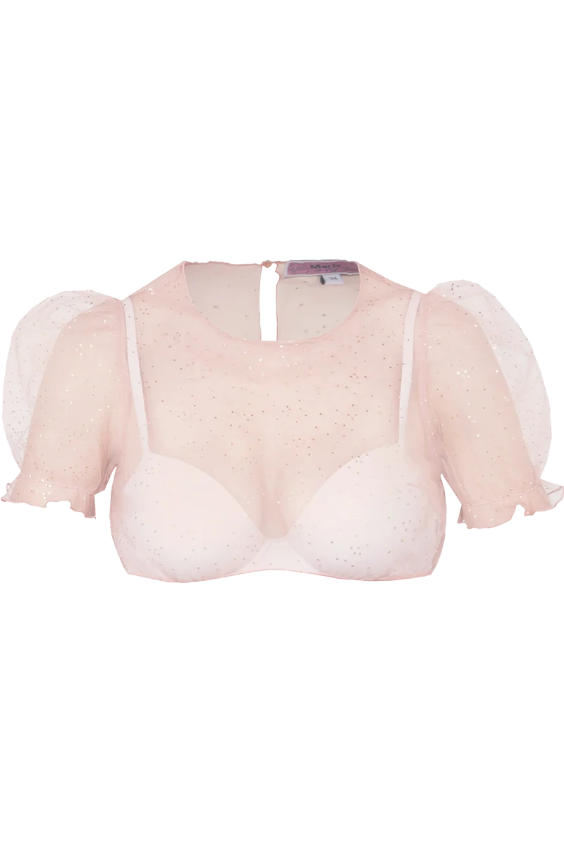 Dirndlbluse aus Tüll vollelastisch - flamingo