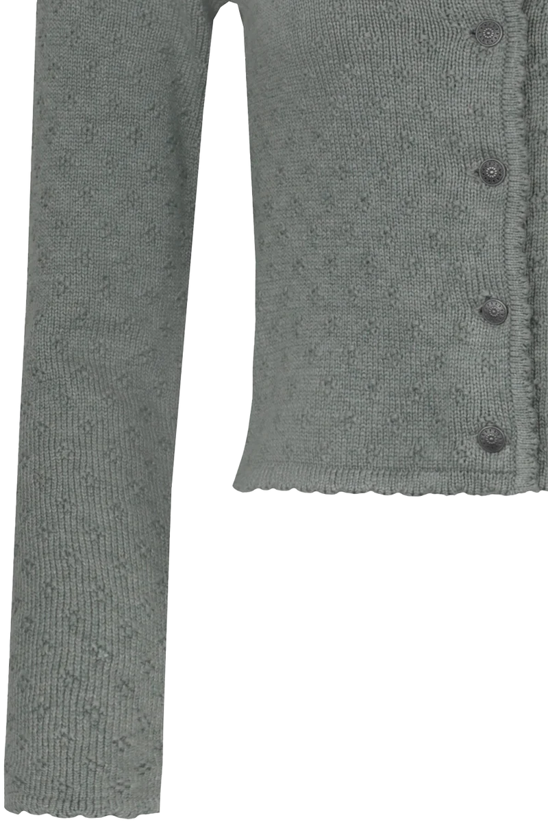 Damen Trachtenstrickjacke mit Blütenmuster - salbei melange
