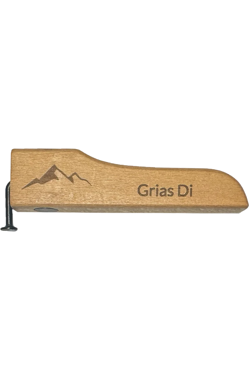 Flaschenöffner aus Holz mit Gravur - grias di
