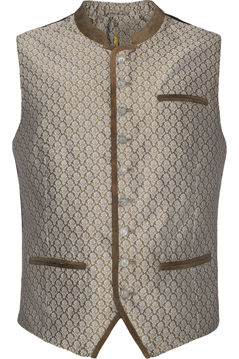 Herren Jacquardweste mit Lederdetails - braun