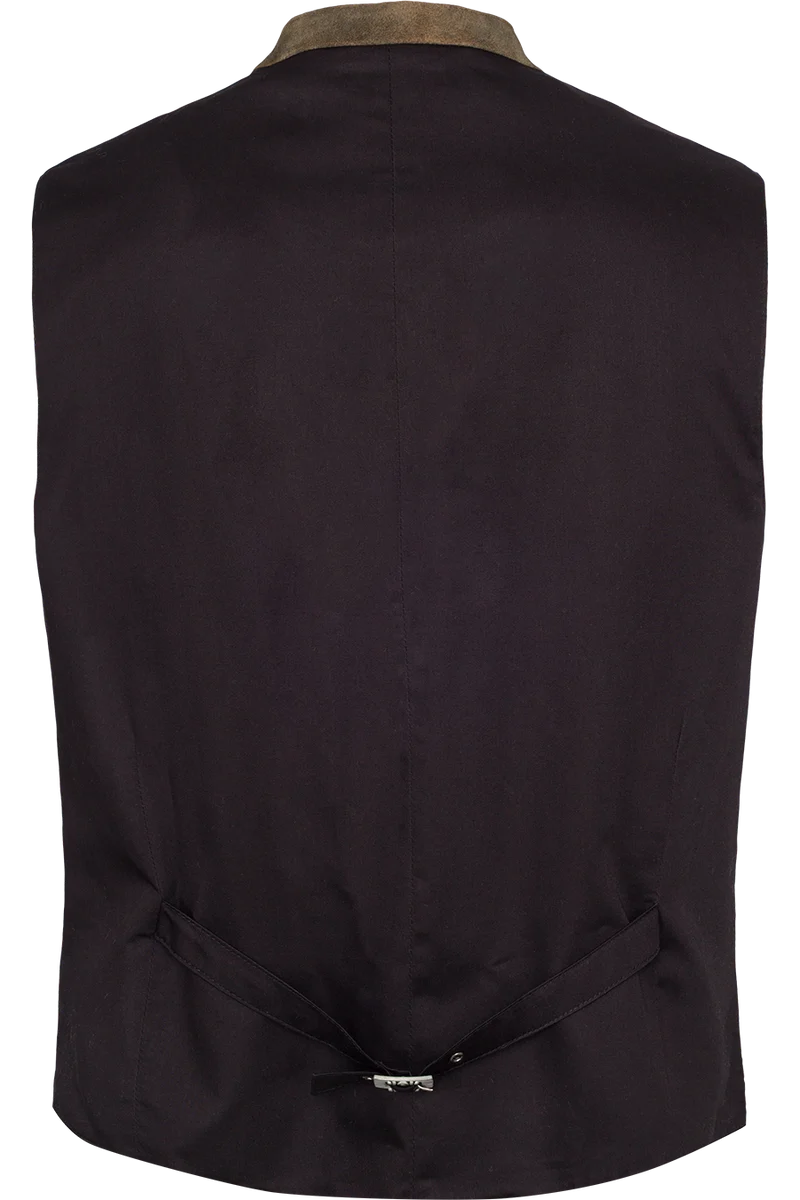 Herren Jacquardweste mit Lederdetails - braun