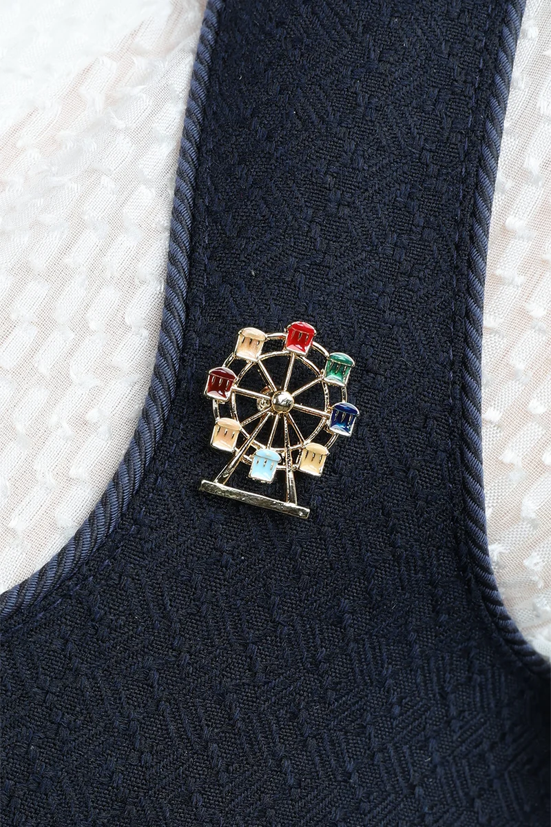 Trachten Pin mit Riesenradmotiv - gold bunt