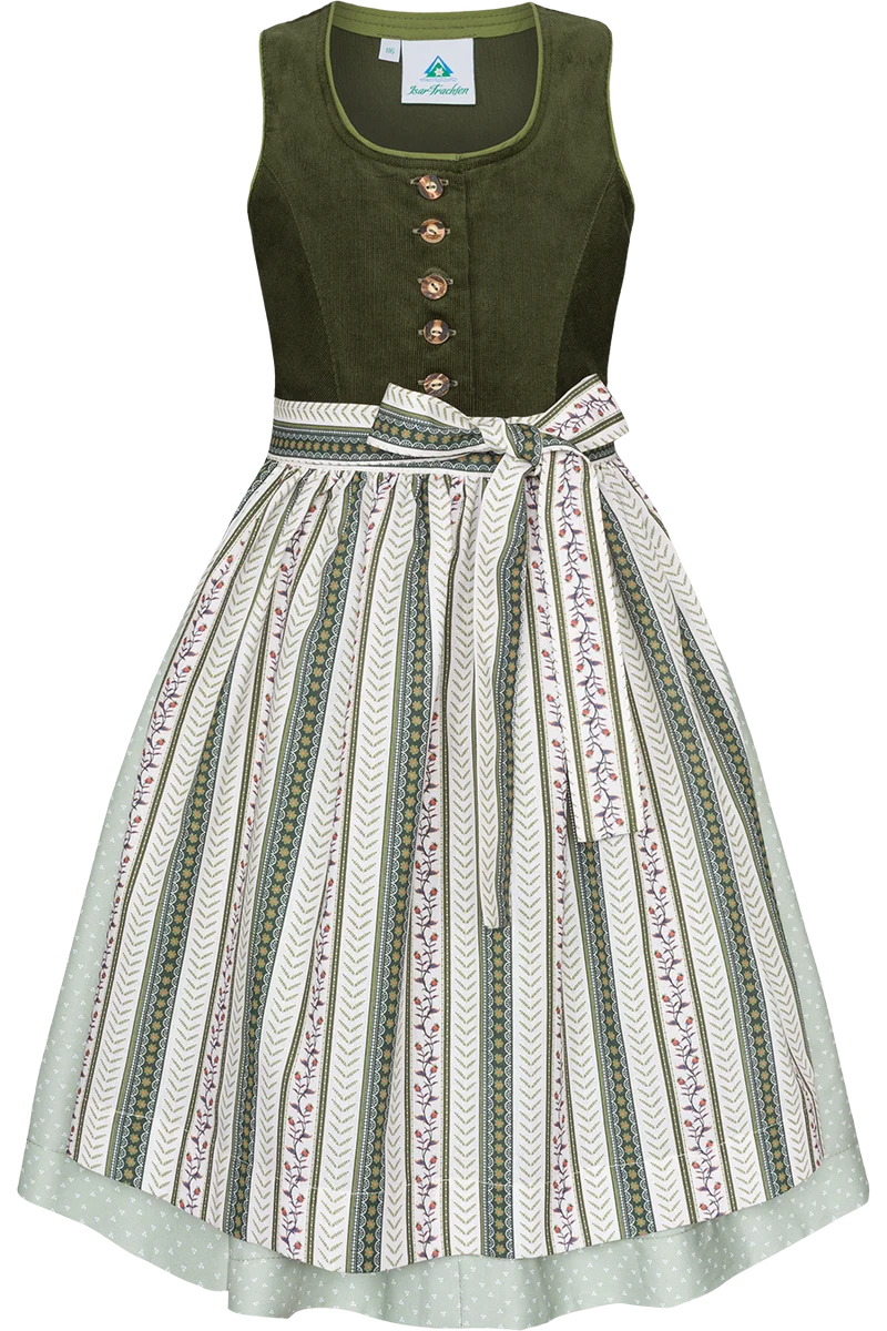 Mädchen Baumwolldirndl mit Cordoberteil - grün