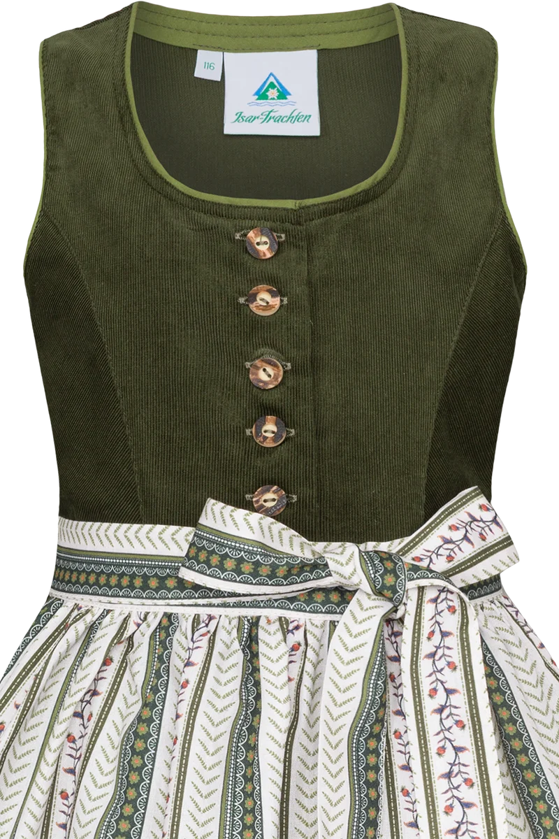 Mädchen Baumwolldirndl mit Cordoberteil - grün
